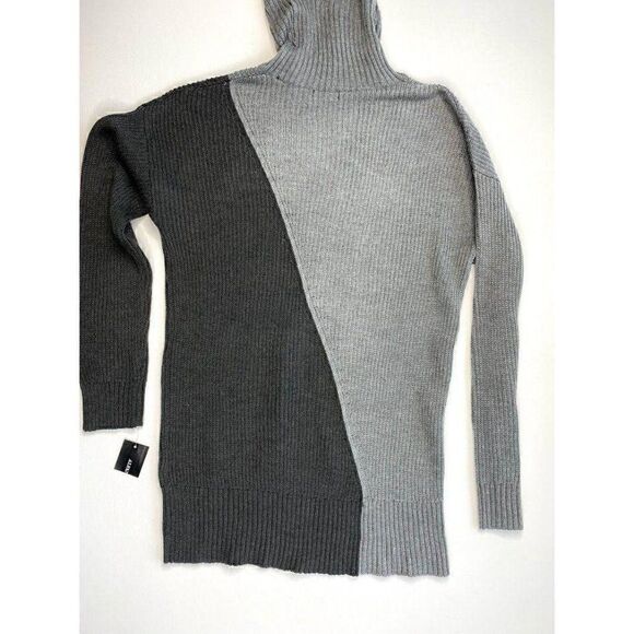 ‎Alfani Sweater Top S Black Grey Asymmetrical-Hem - Picture 2 of 4